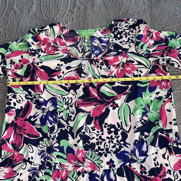 Pappagallo Spring Floral Peplum 3/4 Bell Sleeves Top size XL EUC - Picture 8 of 11